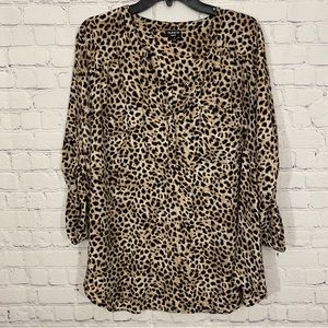 Torrid Womens Shirt sz 3 Animal Print Harper Georgette Pullover 3/4 Sleeve